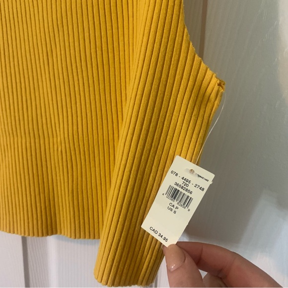 NWT Aerie Mustard Yellow Ribbed Crop Top, size S - Picture 3 of 7